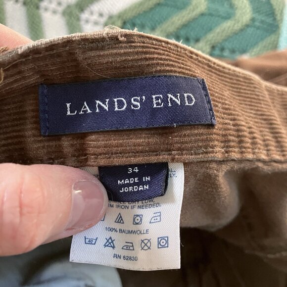 Lands' End Corduroy Pants Mens 34 Brown Straight Leg 90s Dad Y2K Fall Autumn - Picture 4 of 10